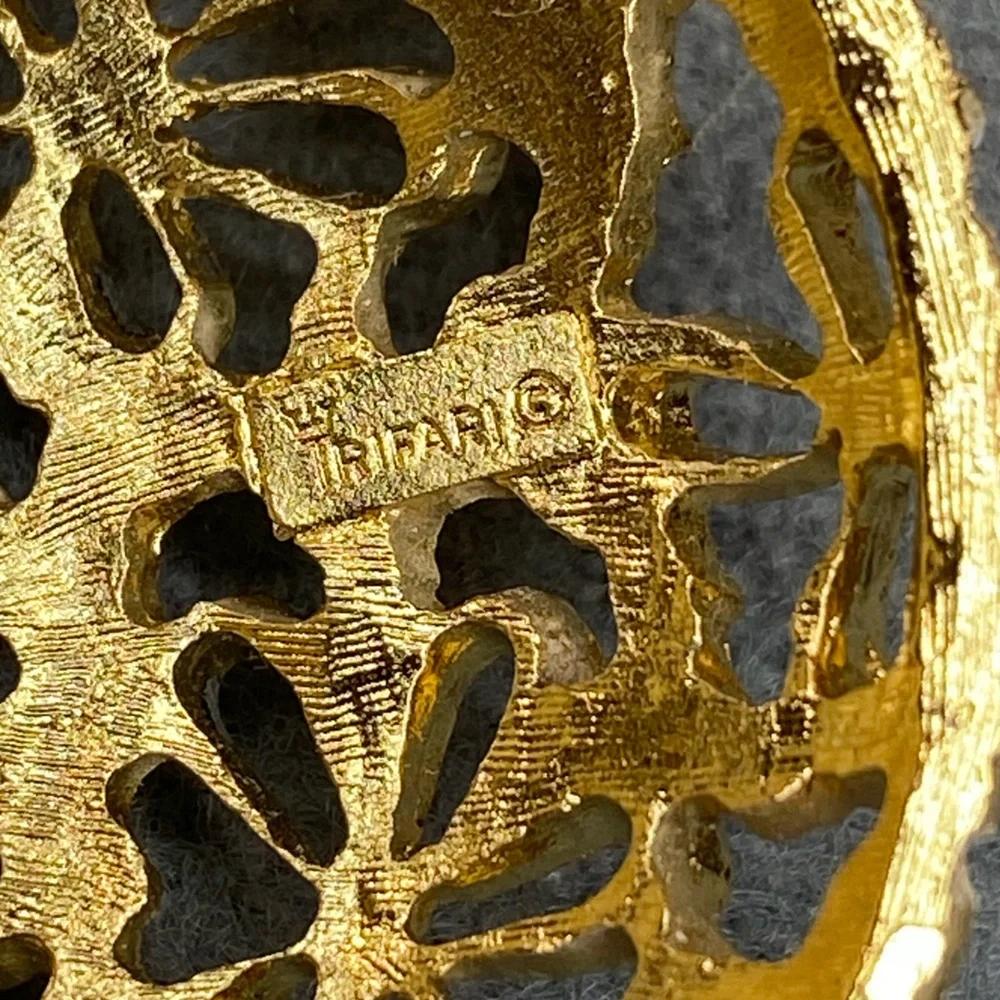 Trifari‎ Earrings and Brooch white and gold